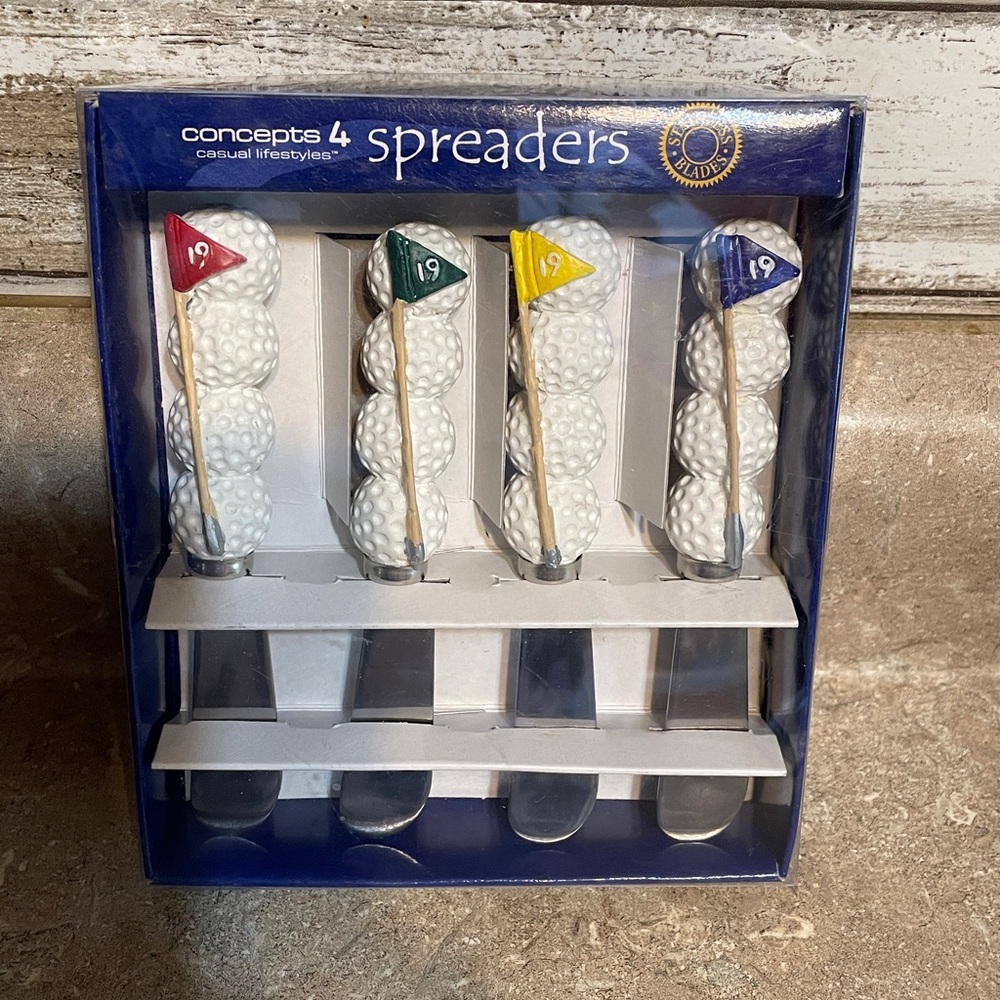 Golf Ball Set of Cheese Spreaders New in Original Packaging